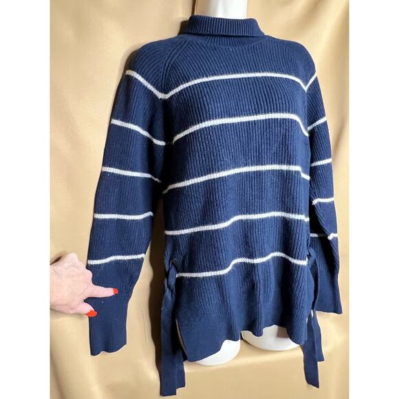 Rebecca Taylor Blue Striped Turtleneck Sweater S - Picture 12 of 14